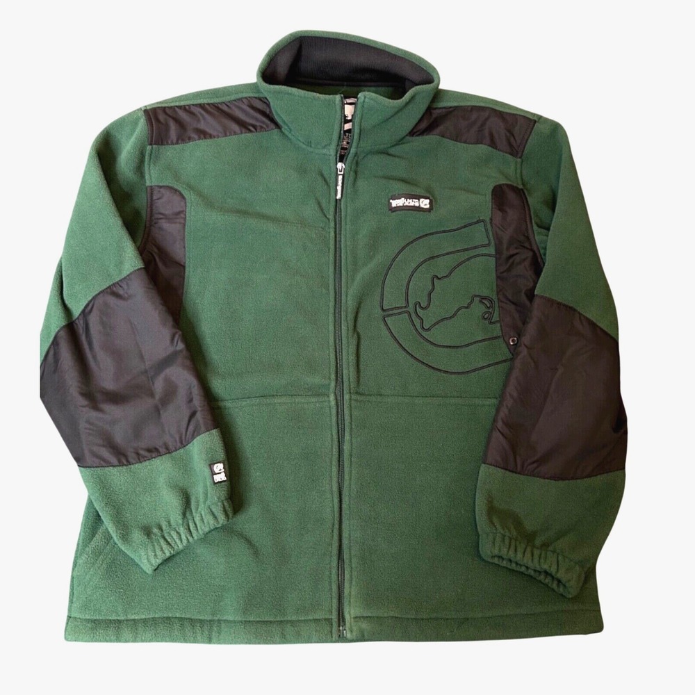 Ecko Unltd Zip Up Jacket Men's XL Green Fleece Big Rhino Logo Y2K